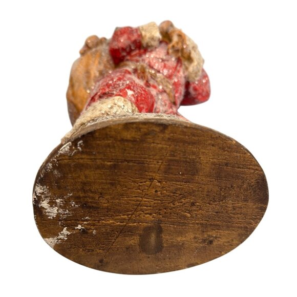 Hand-Carved Vintage Santa Claus Figurine With Sack Of Toys & Glitter Finish - Picture 5 of 6